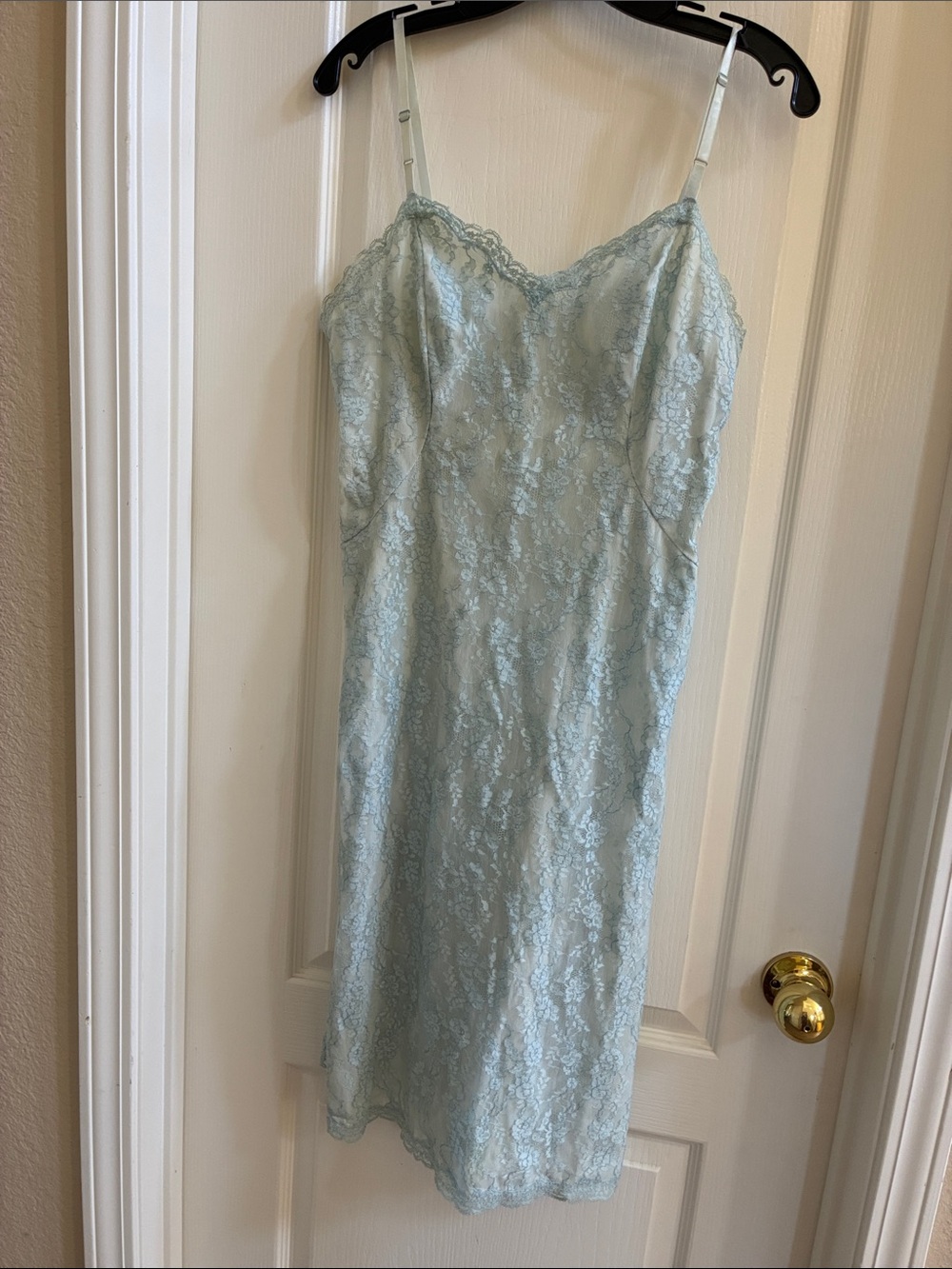 VINTAGE SPECTACULAR ORIGINAL ONE-OF-A-KIND!!! Light Blue Lace Zipper Slip Dress
